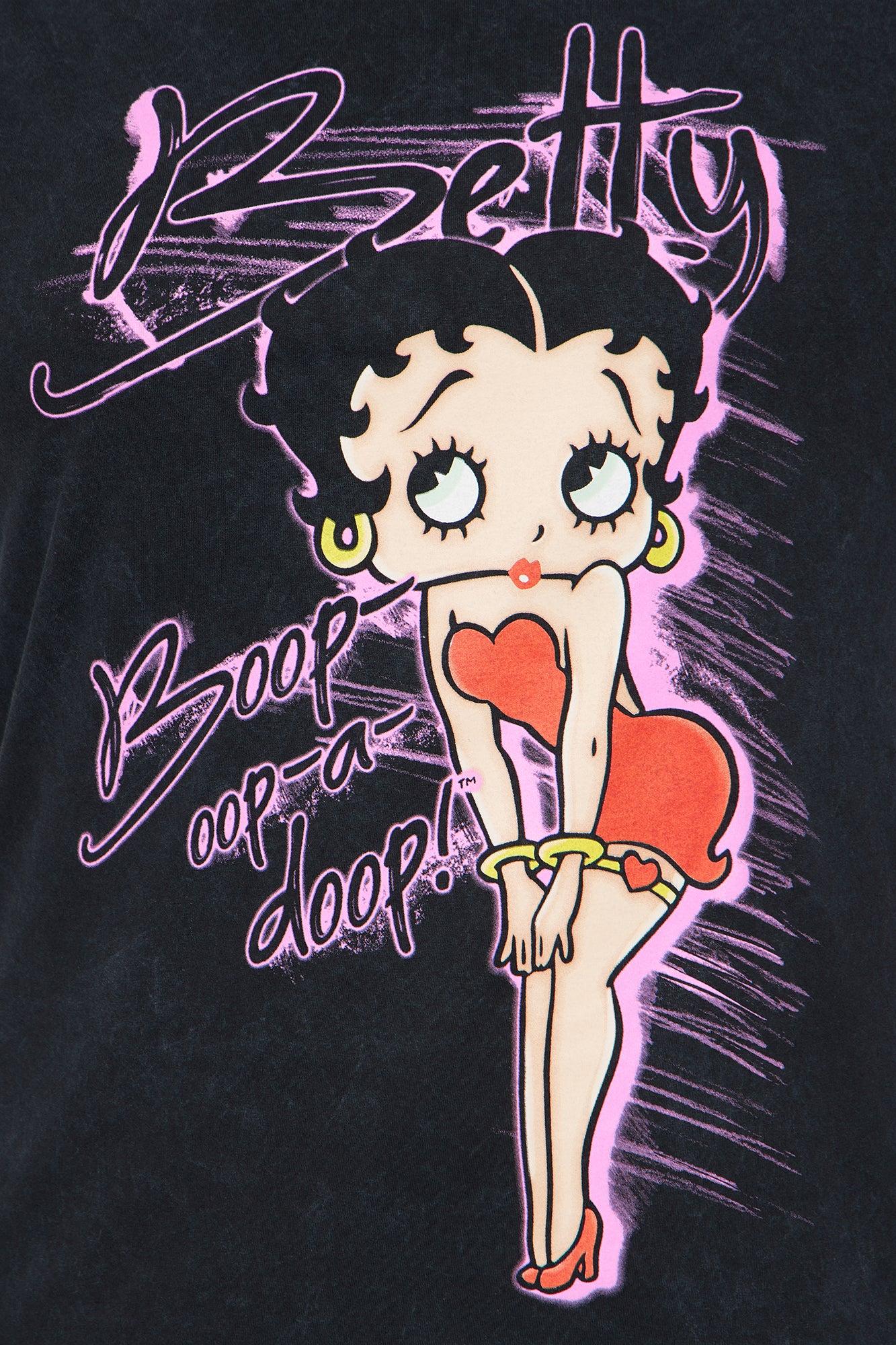 Betty Boop Oop A Doop Oversize Washed Tee - Black Wash Female Product Image