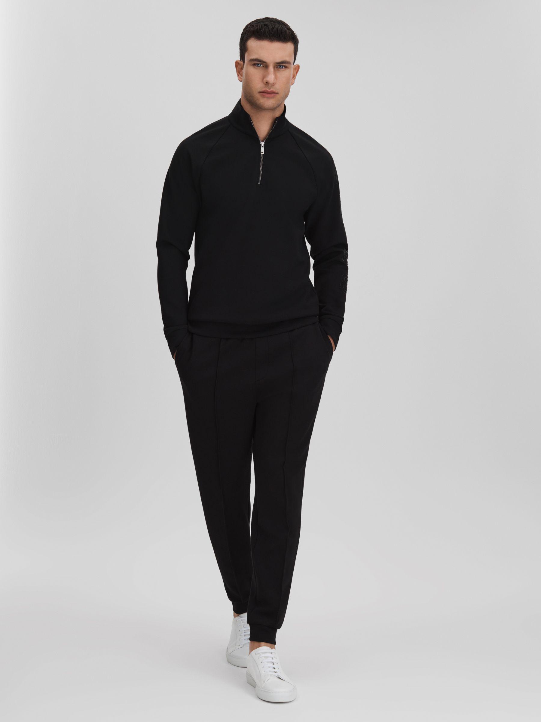 Interlock Jersey Half-Zip Funnel Neck Sweatshirt in Black Product Image