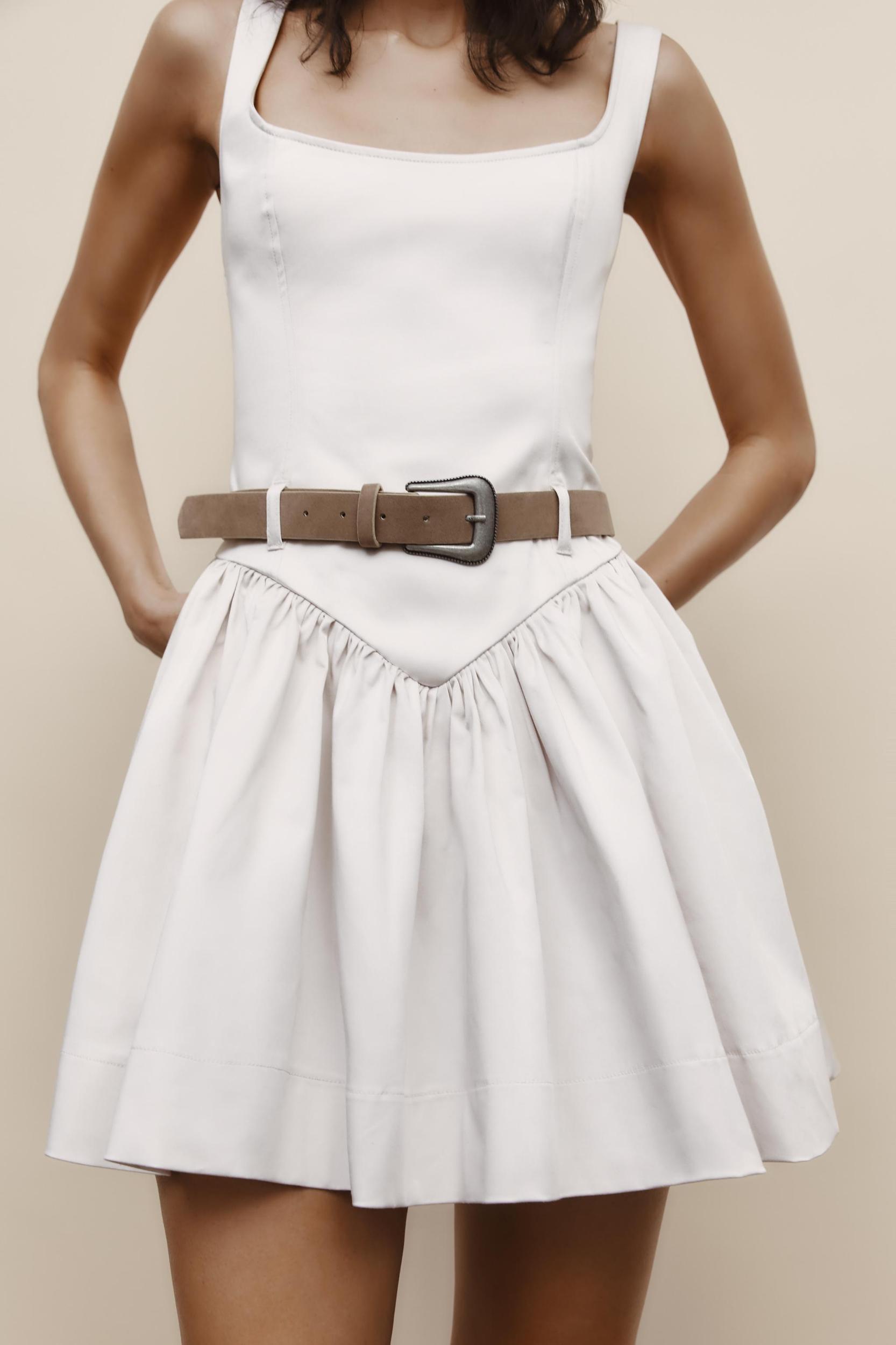 FITTED BELTED SHORT DRESS Product Image