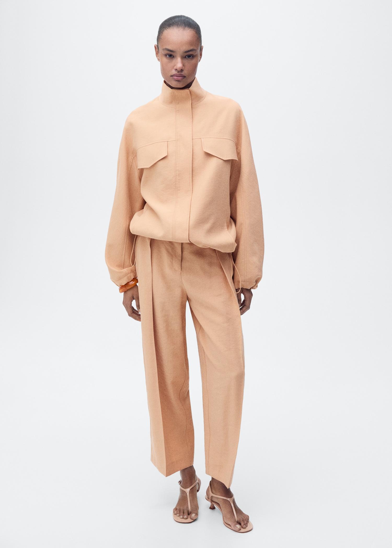 Oversized lyocell jacket with pockets - Women | MANGO USA Product Image