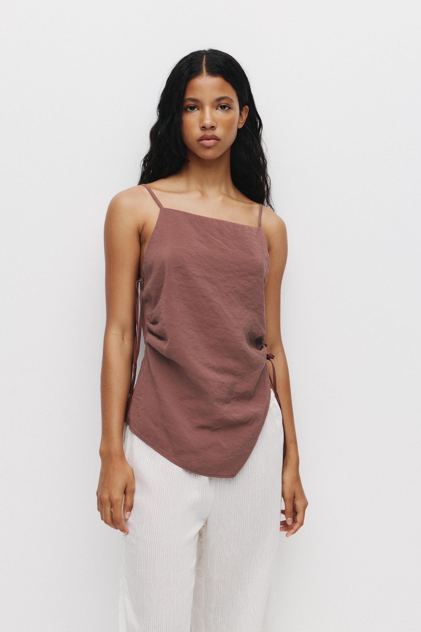 Asymmetric strappy top Product Image
