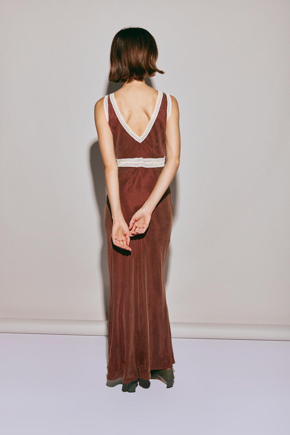 Meet Me On The Dance Floor Bias Cut Maxi Dress Umber Product Image