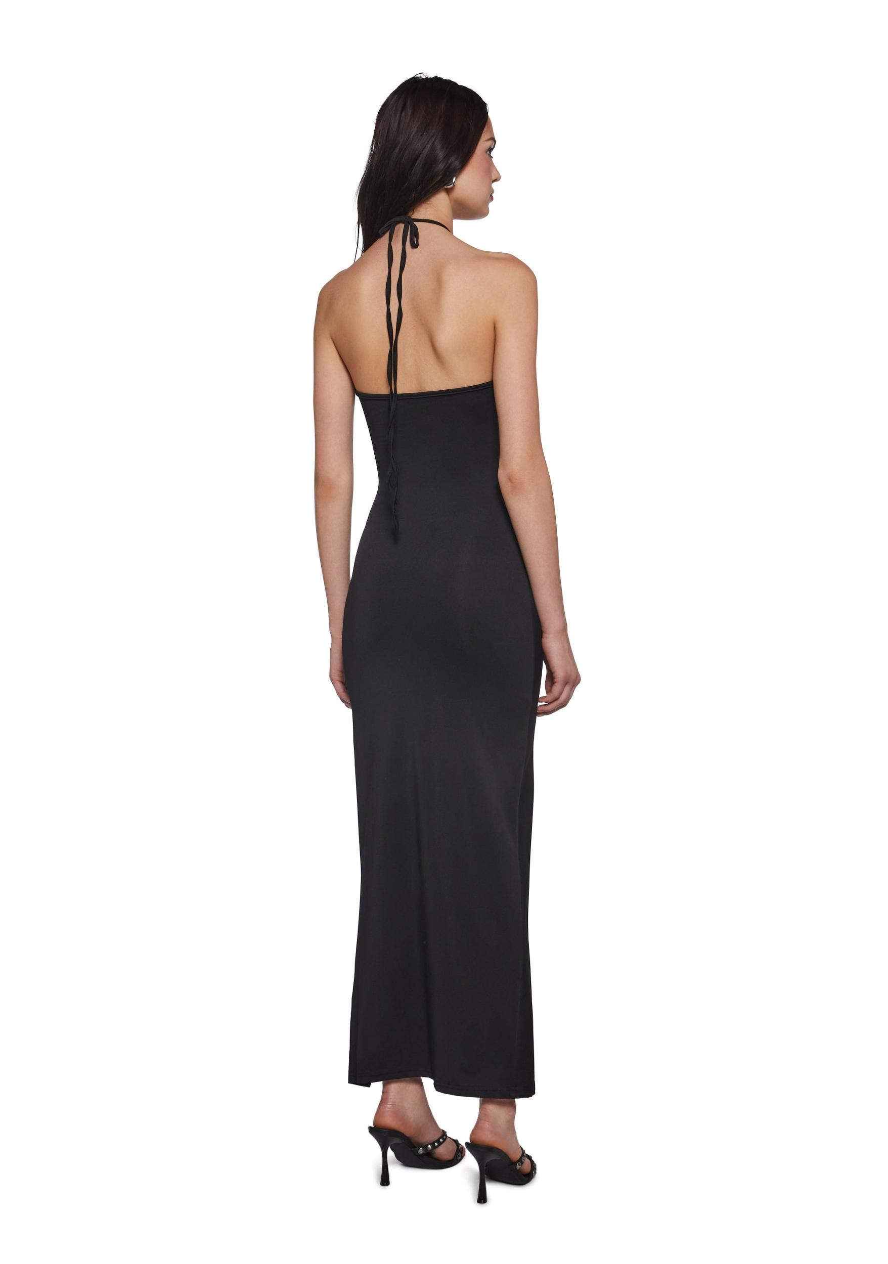 Womens Sexy Backless Maxi Dress - Black Product Image
