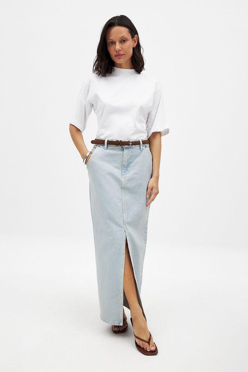 Slit Detailed Maxi Denim Skirt Product Image