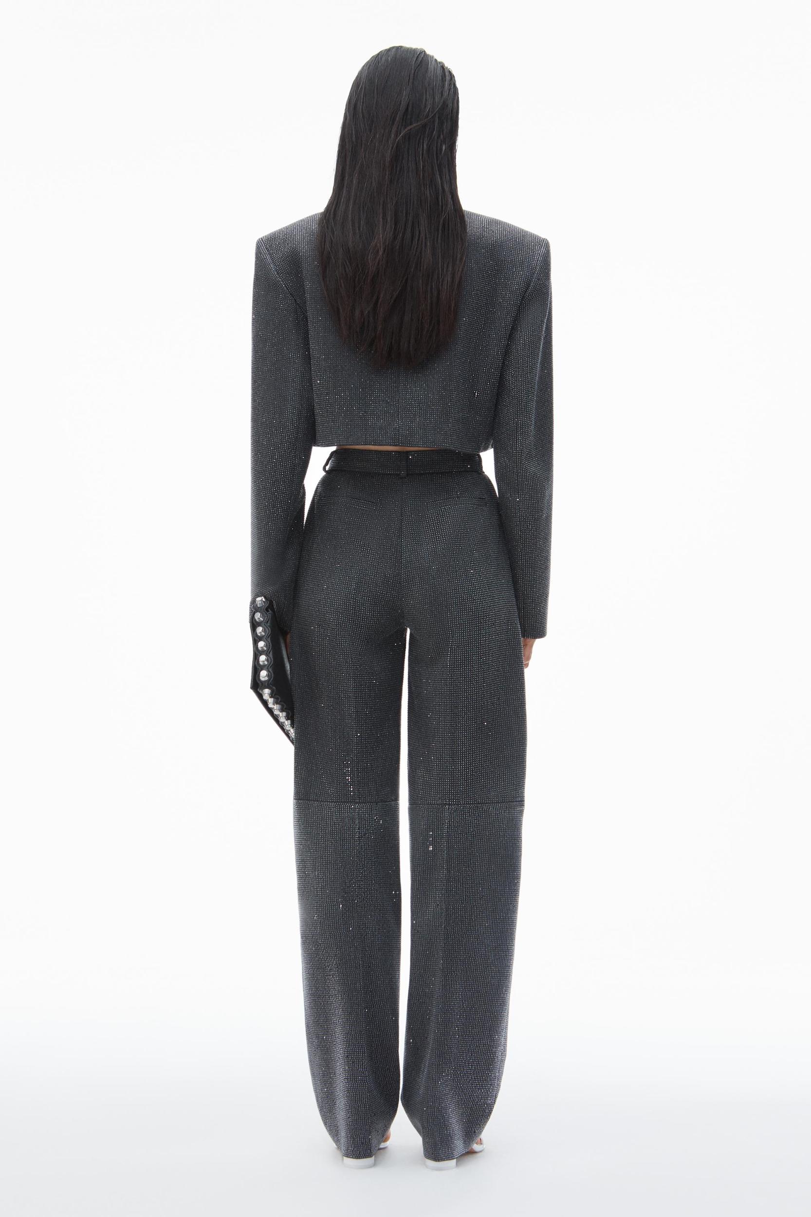 High Waist Pant In Wool Twill With Clear Bead Hotfix Product Image