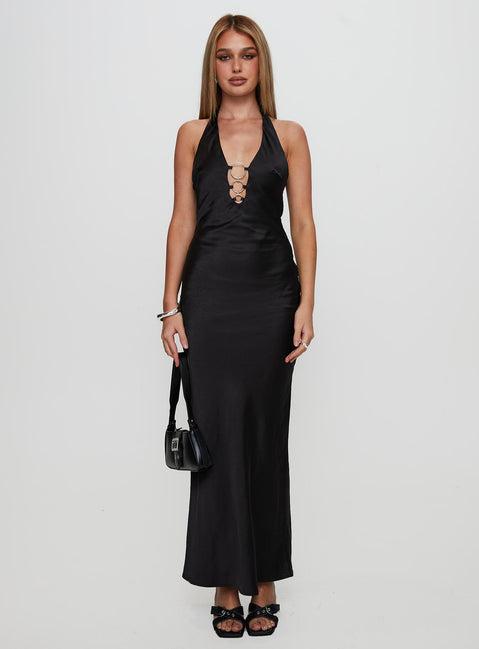 Vasilisa Halter Neck Maxi Dress Black Product Image