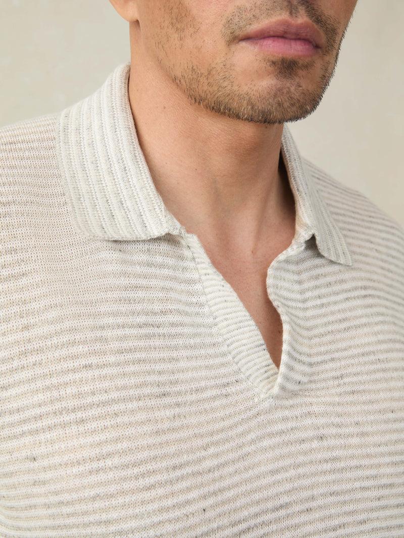 Short-Sleeve Linen Sweater Polo - Ivory Steel Feeder Product Image