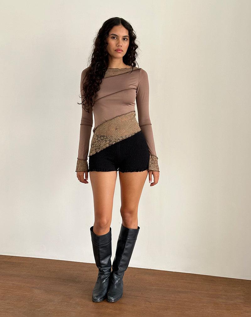 Lucca Long Sleeve Top in Slinky Lace Mocha Female Product Image
