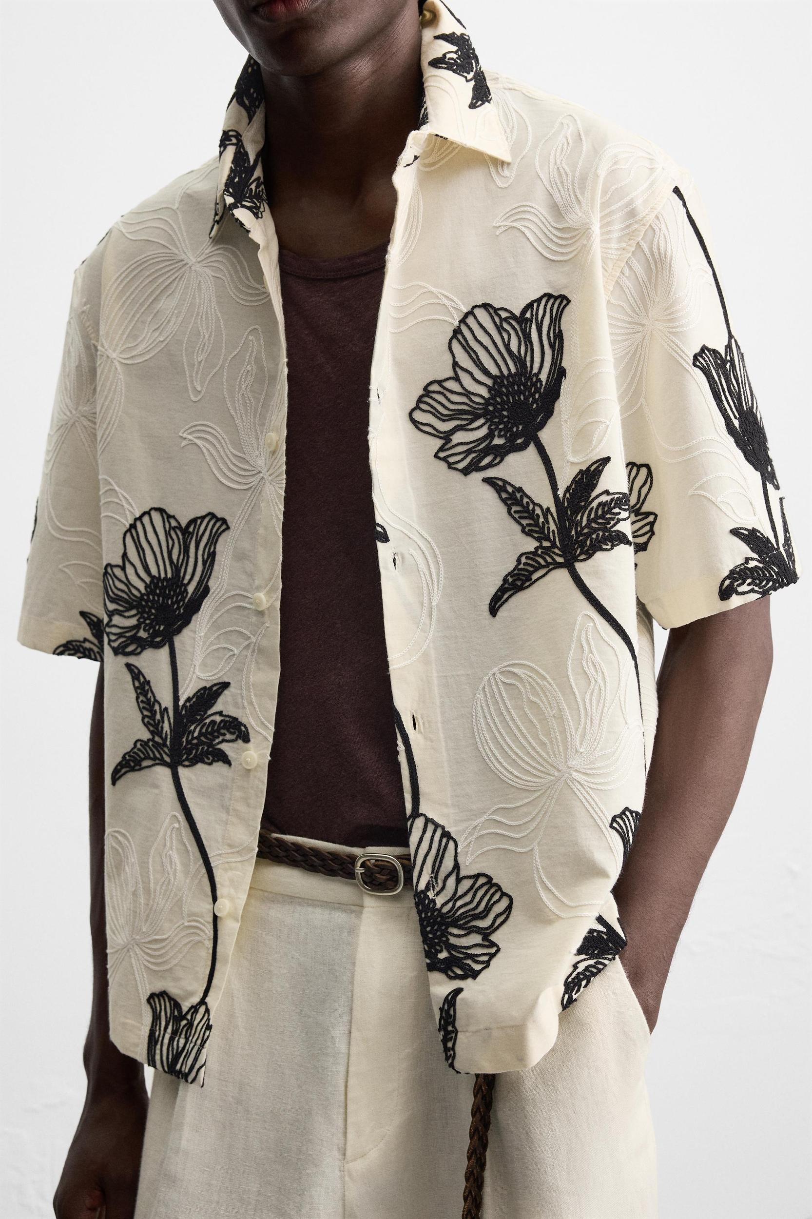 CONTRAST EMBROIDERY SHIRT Product Image