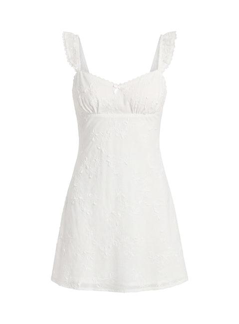Beacall Embroidered Mini Dress White Product Image