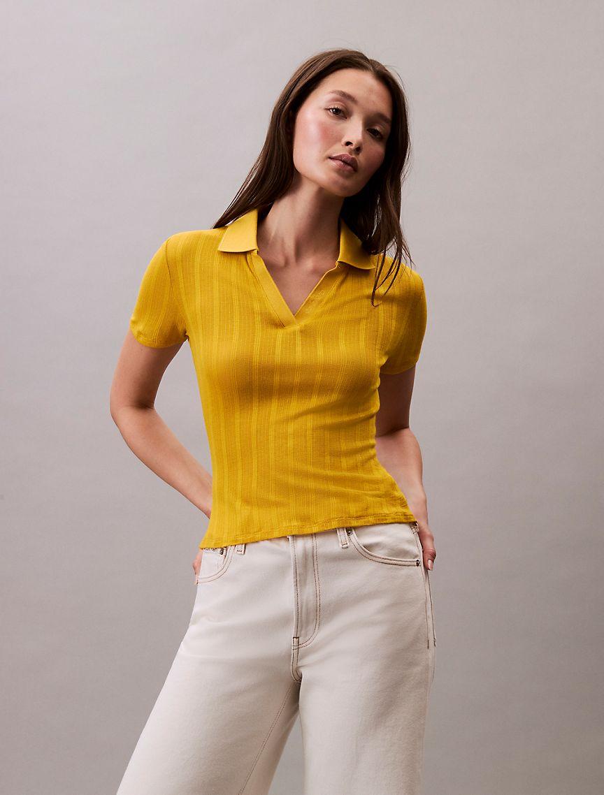 Pointelle Slim Polo Shirt  Product Image