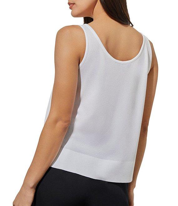 Ming Wang Soft Knit V-Neck Sleeveless Side Slit Tank Product Image