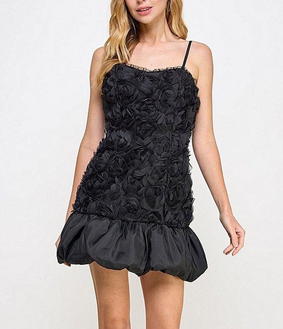 Morgan & Co. Sleeveless Taffeta Dropped Waist Bubble Chiffon Rosetta Short Dress Product Image