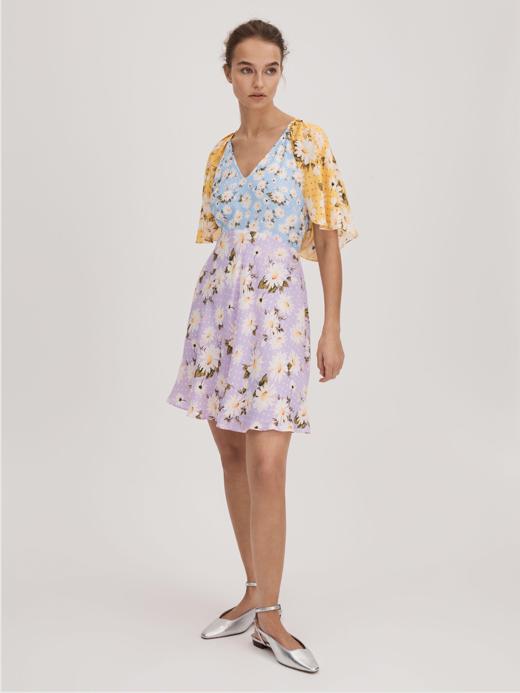 Florere Printed Cape Sleeve Mini Dress in Multi Product Image