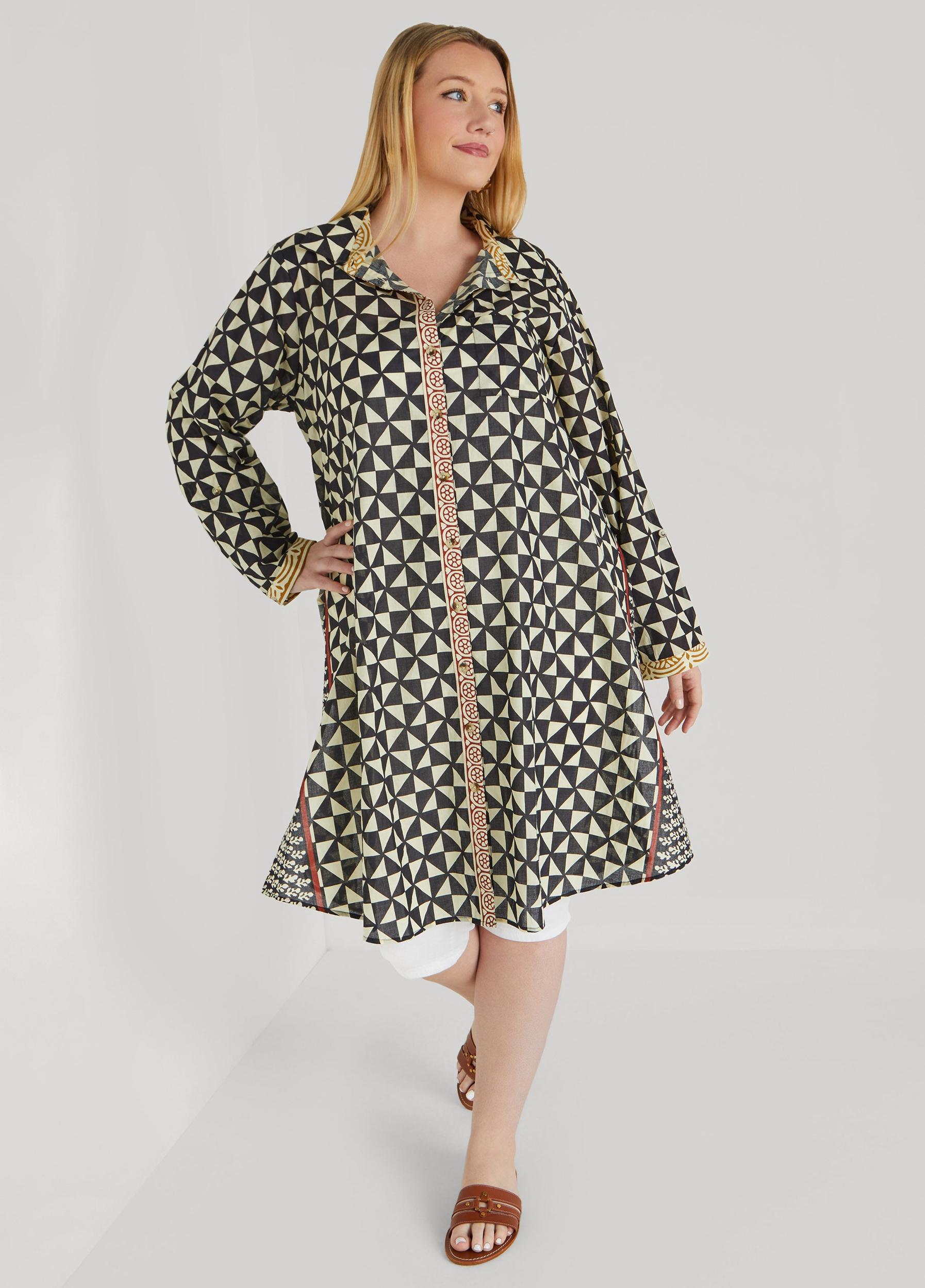 Geo Cotton Duster Shirt Product Image