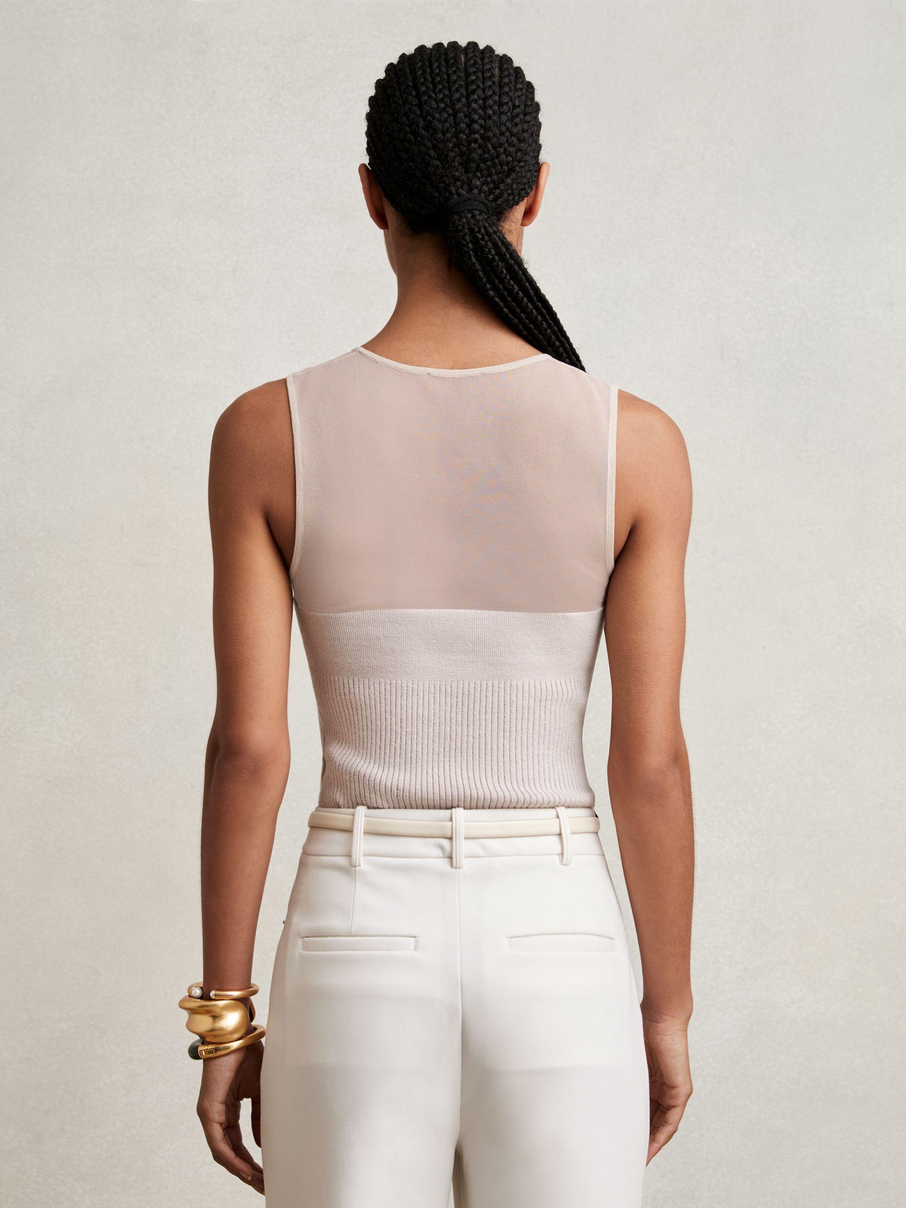 Mesh Rib-Knit Sweetheart Vest in Pink Neutral Product Image