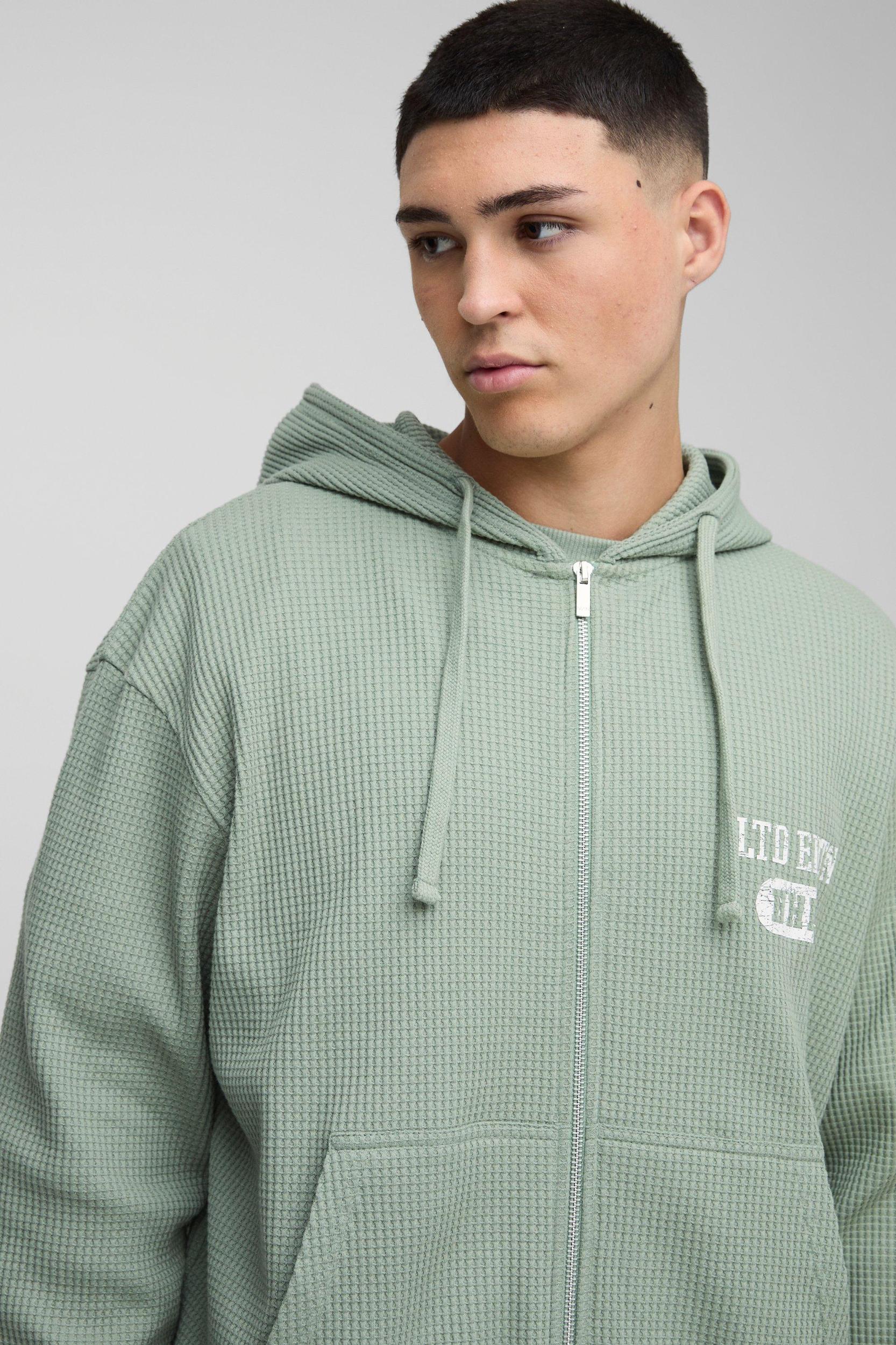 Oversized Boxy Zip Through Hoodie and Straight Leg Tracksuit | boohooMAN USA Product Image