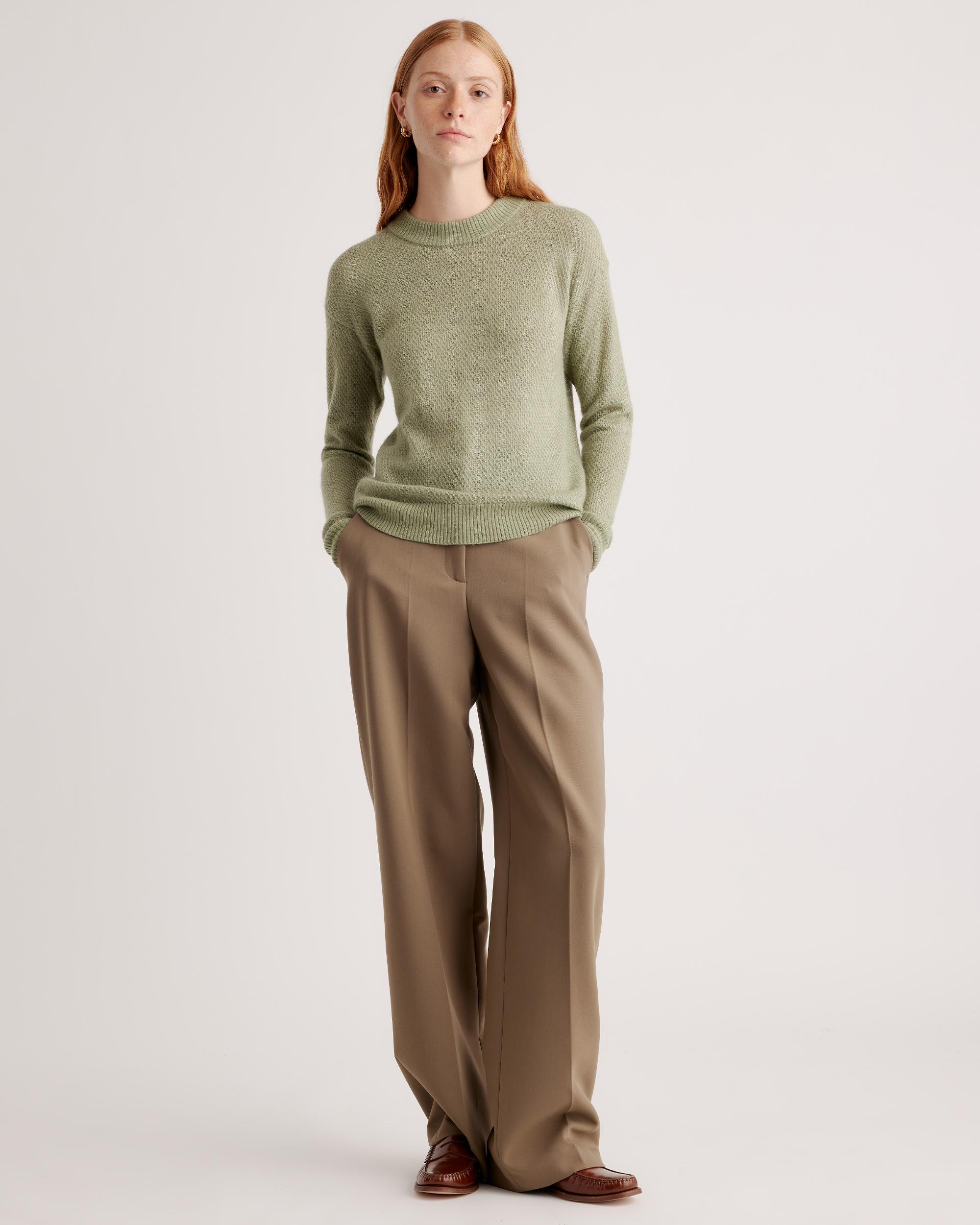 Quince | Women's Baby Alpaca-Wool Diamond Stitch Crew Neck Alpaca Sweater Size XL Product Image