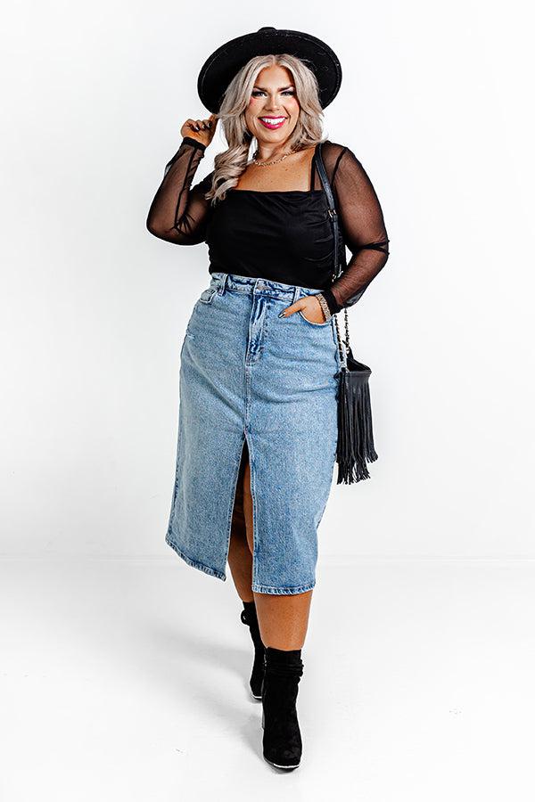 The Everly High Waist Denim Skirt Curves Product Image