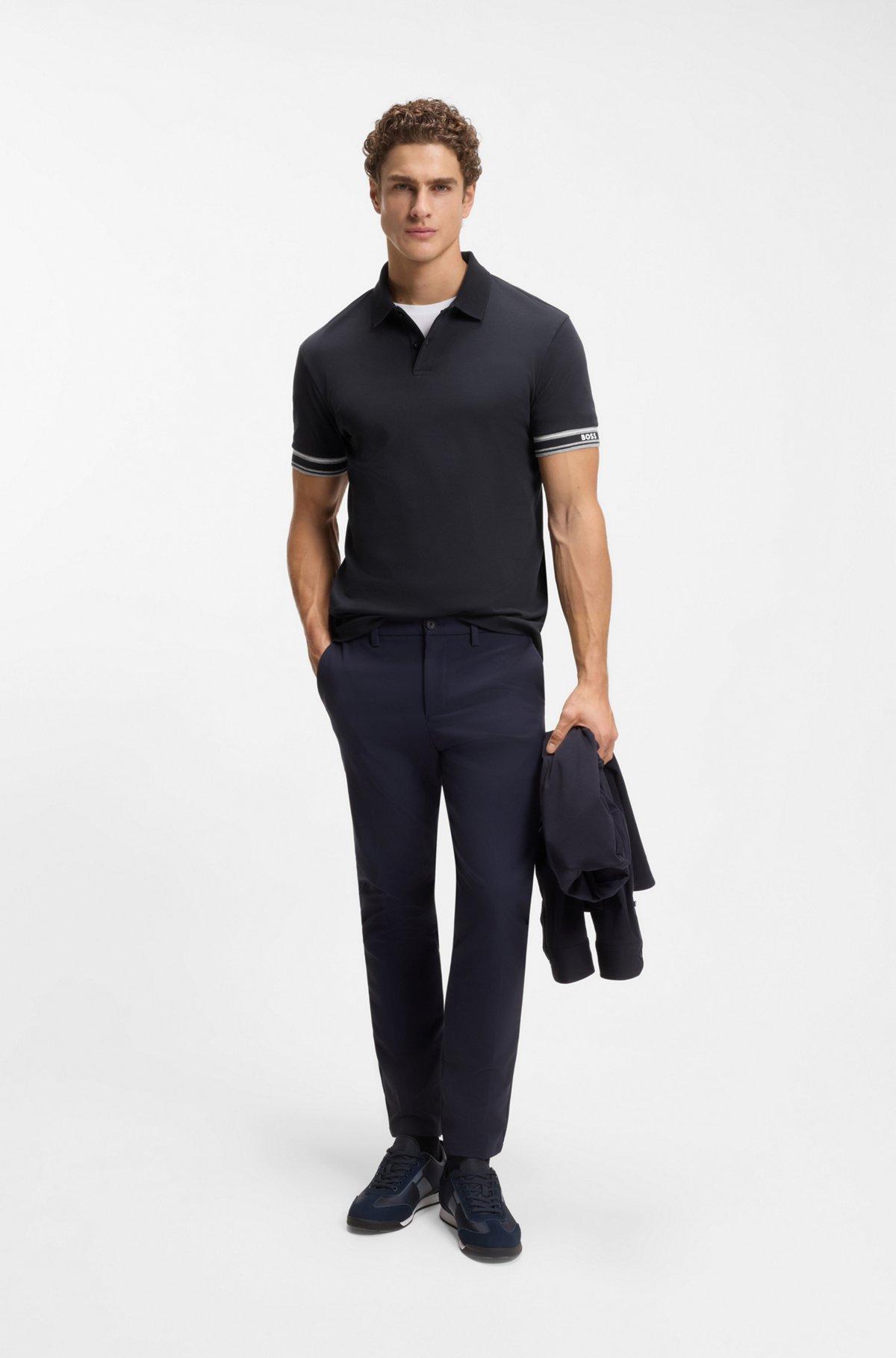Zip-placket polo shirt in a cotton blend Product Image
