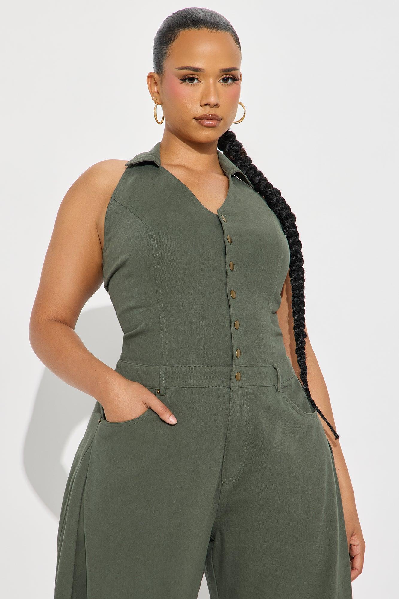 Alexis Barrel Leg Jumpsuit - Olive Product Image