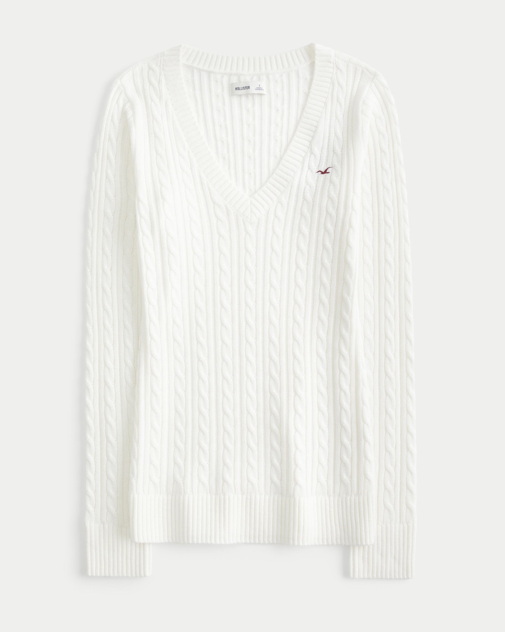 Cable-Knit Icon V-Neck Sweater Product Image