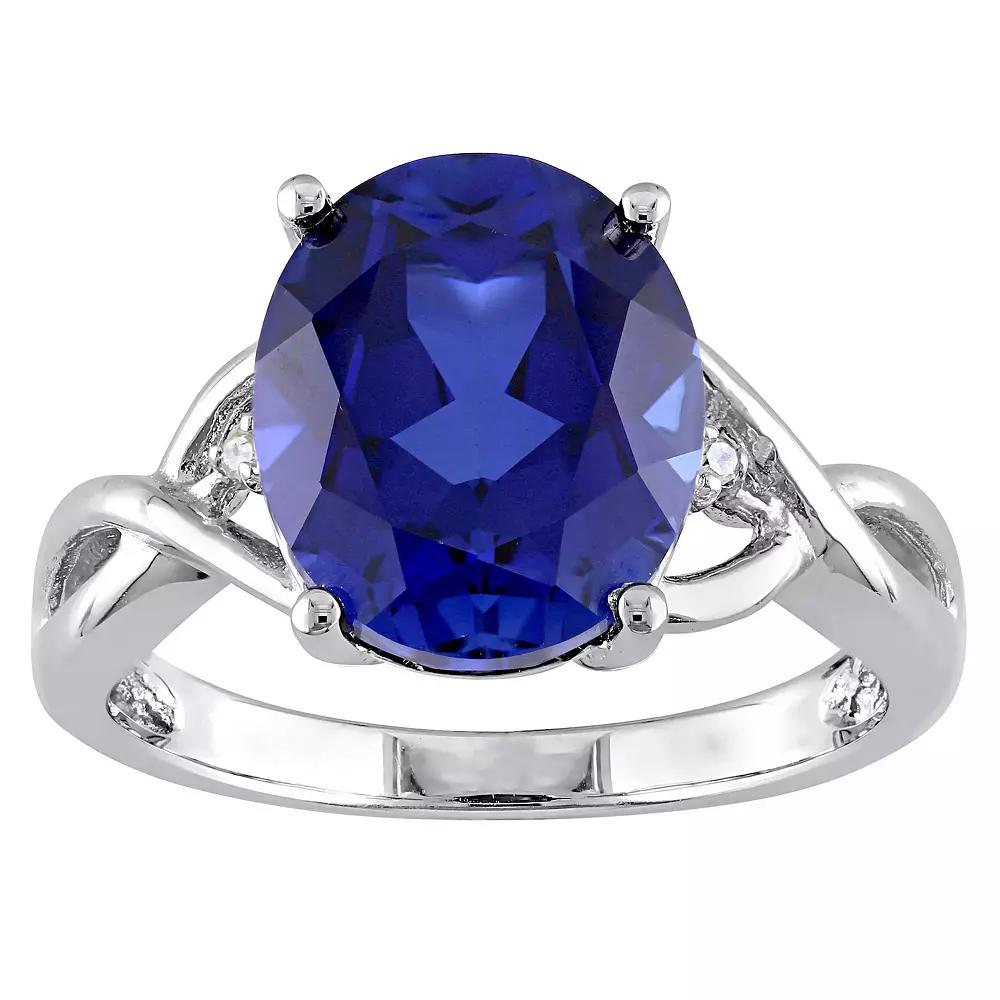 Stella Grace Sterling Silver Lab-Created Sapphire & Diamond Accent Cocktail Ring, Women's,  Product Image