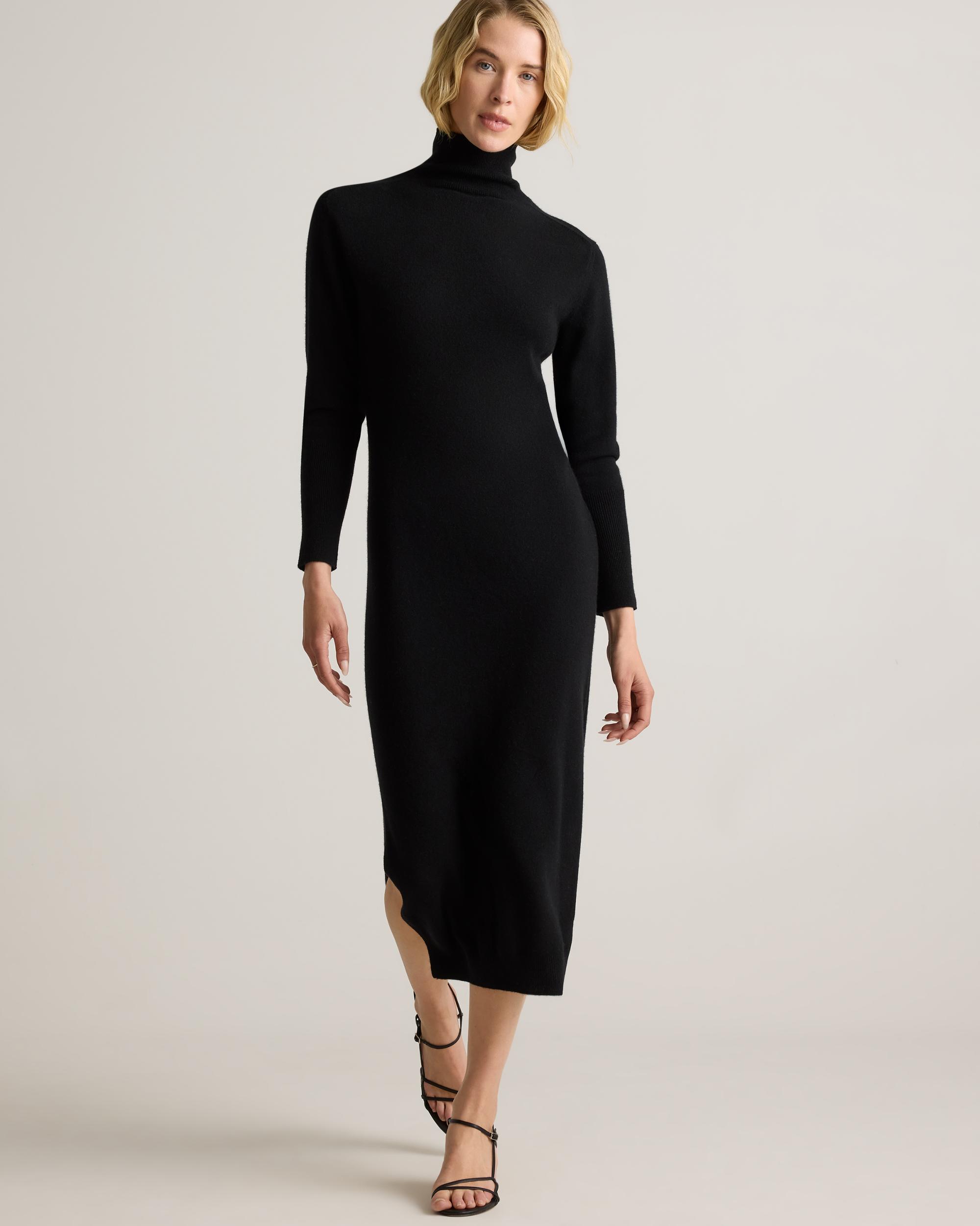 Quince | Women's Mongolian Cashmere Turtleneck Midi Sweater Dress Size XS Product Image