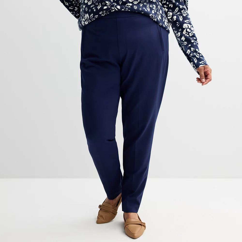 Plus Size Croft & Barrow® Ponte Classic Straight Pants, Women's, Size: 5XL, Seattle Blue Product Image