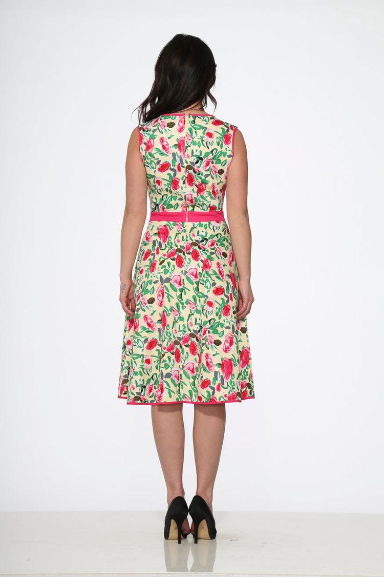Yellow and Red Rose Swing Dress Product Image