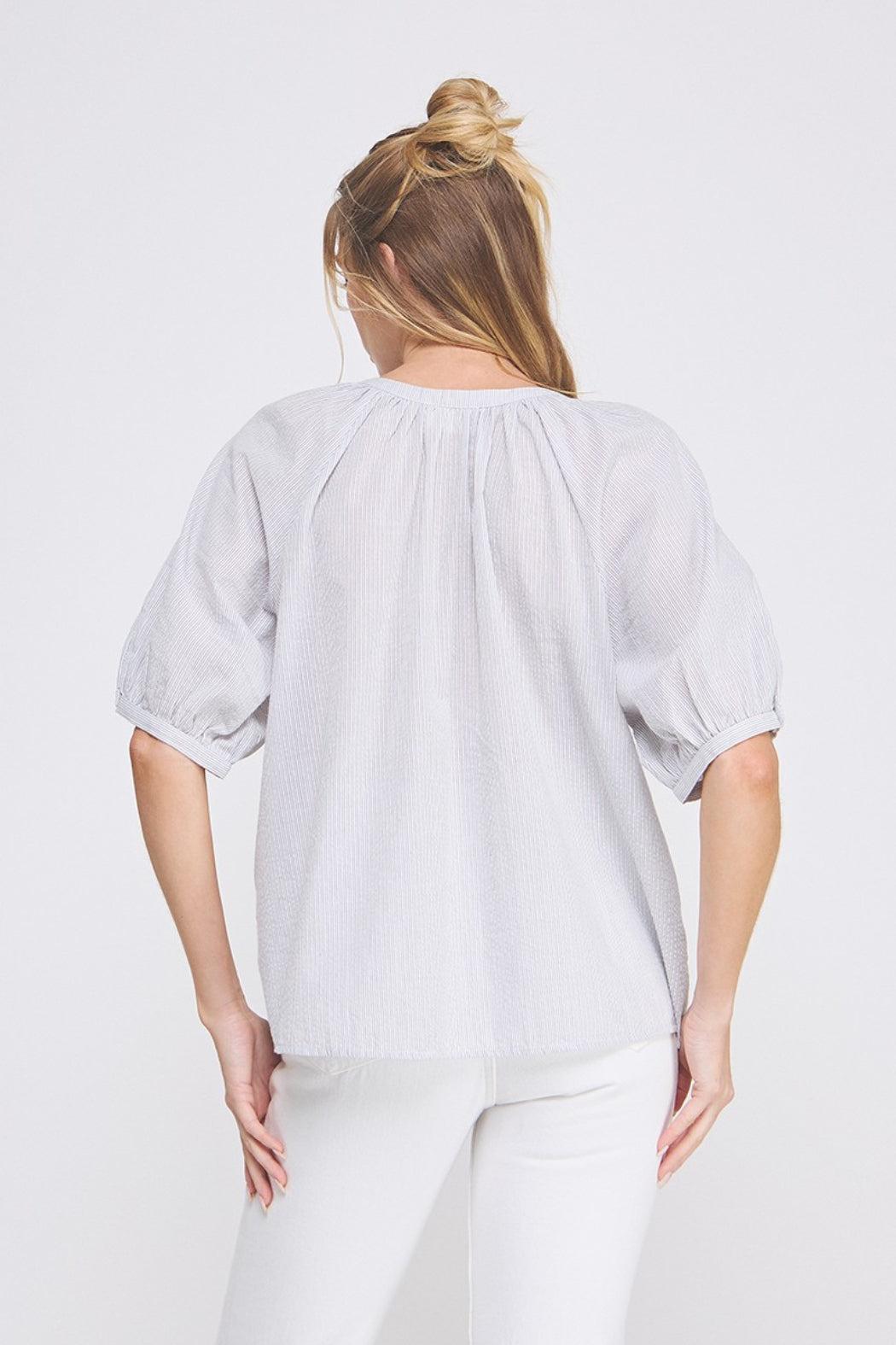 Puff Slv Pinstripe Top Product Image