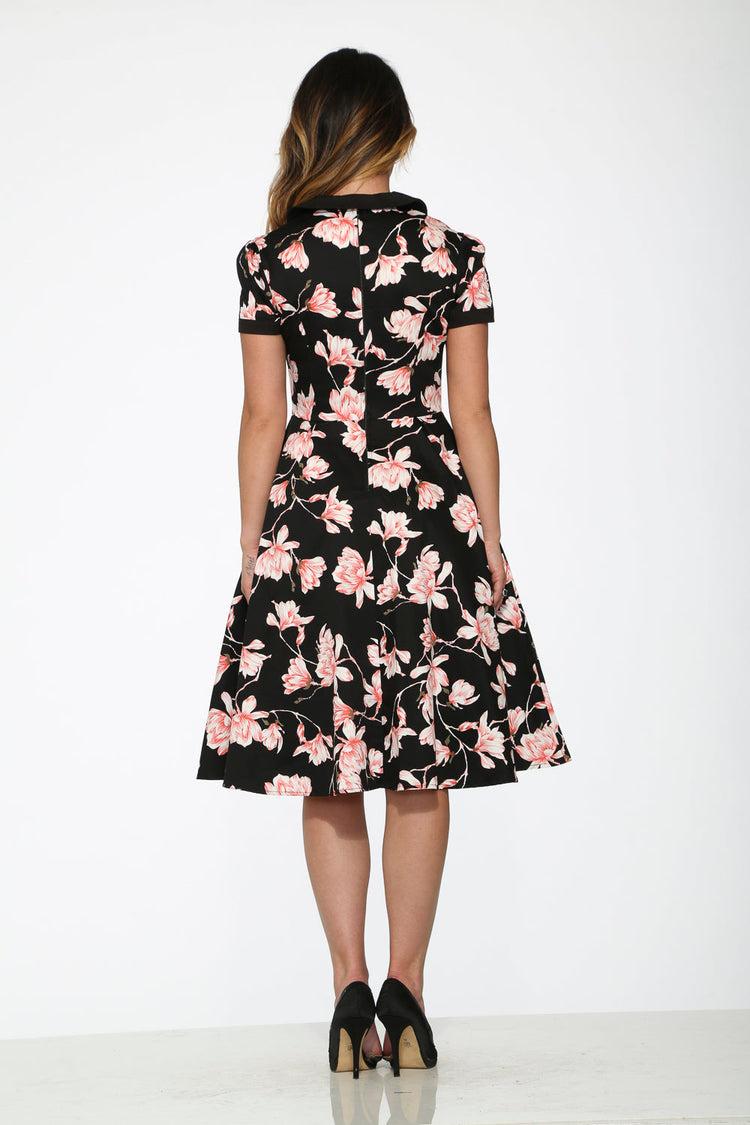 Black & Pink Floral Swing Dress Product Image