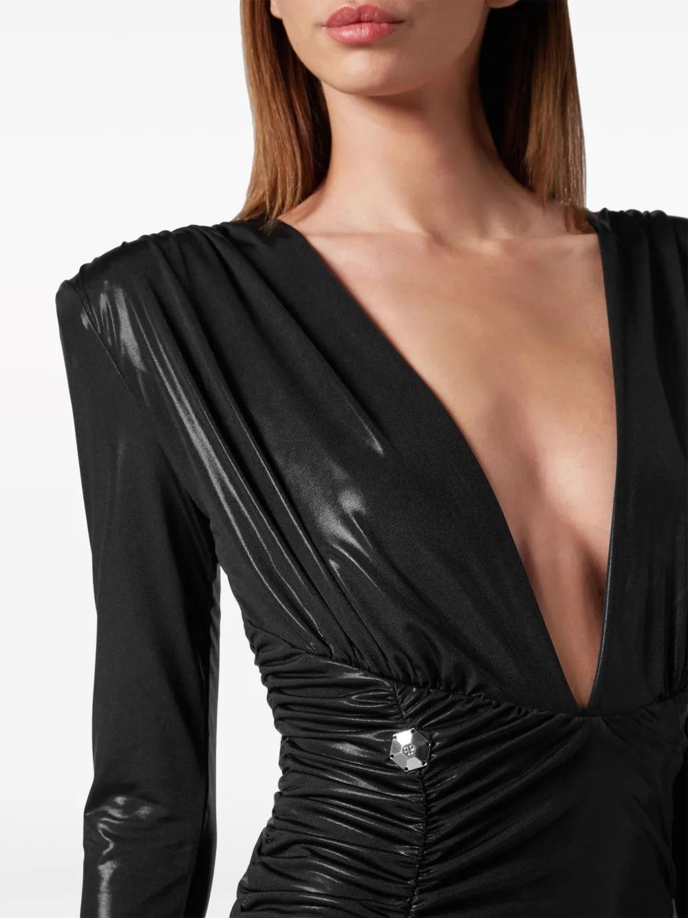 ruched lamé-effect maxi dress Product Image