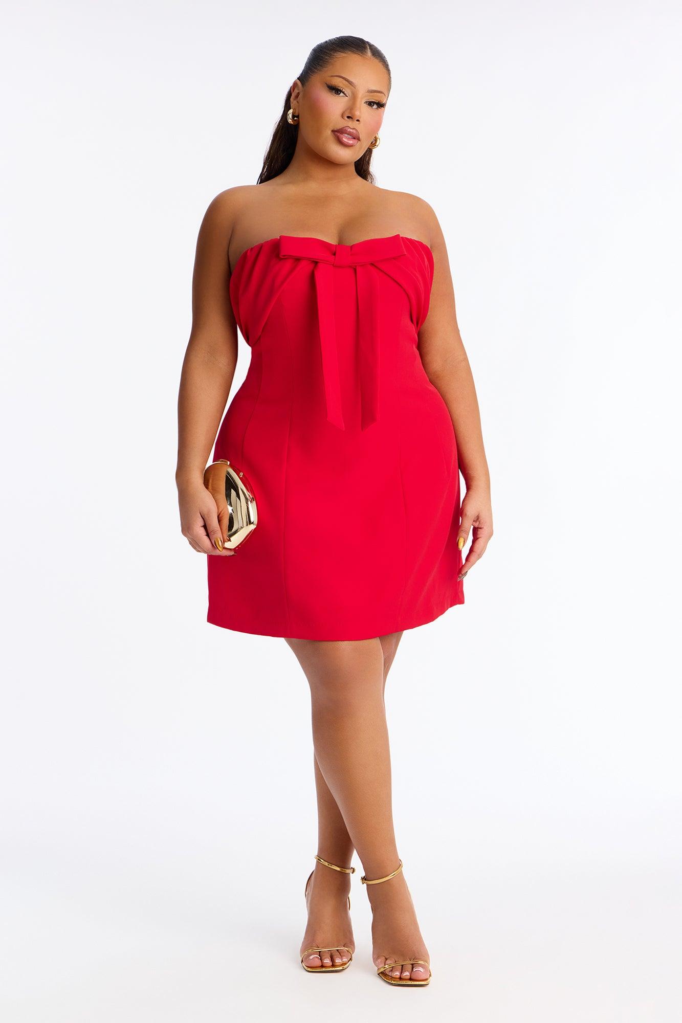 Sallie Strapless Mini Dress - Red Female Product Image
