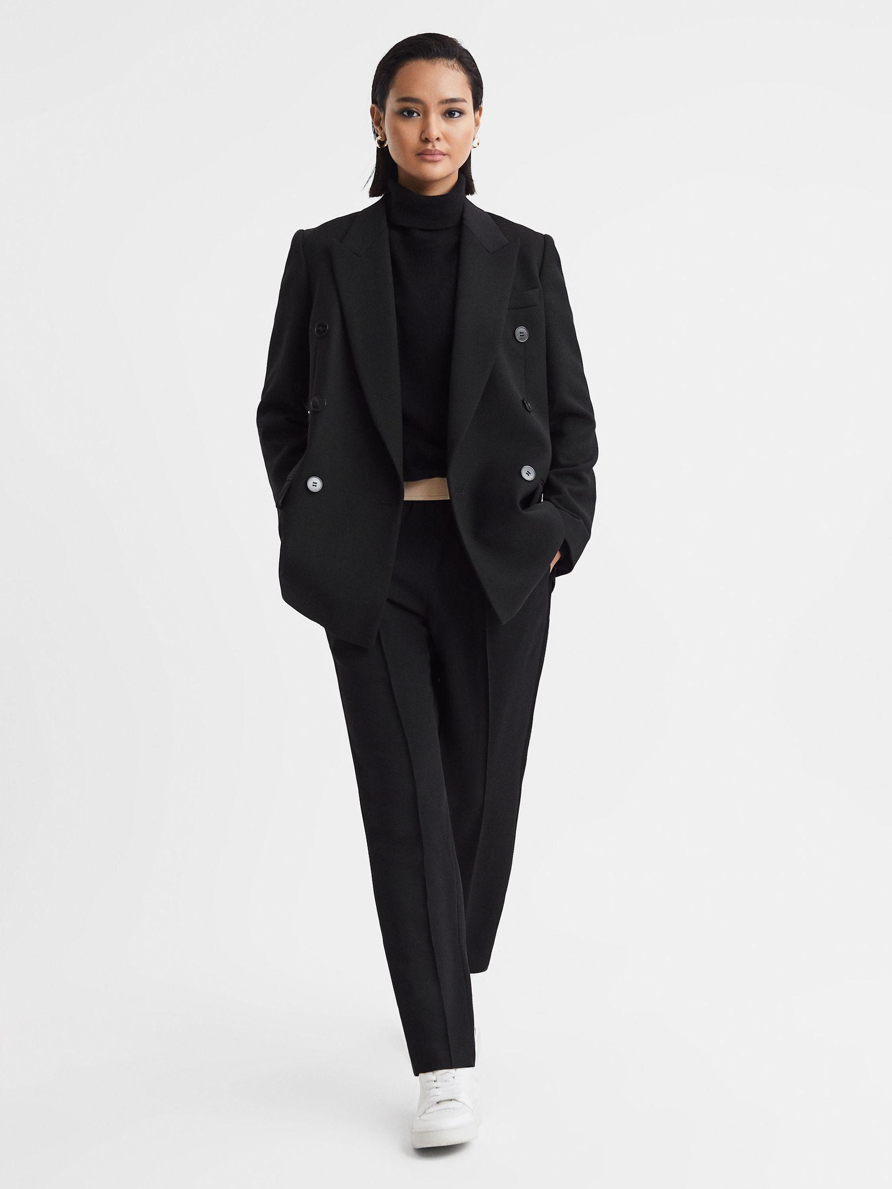 Elasticated Waistband Tapered Trousers in Black Product Image