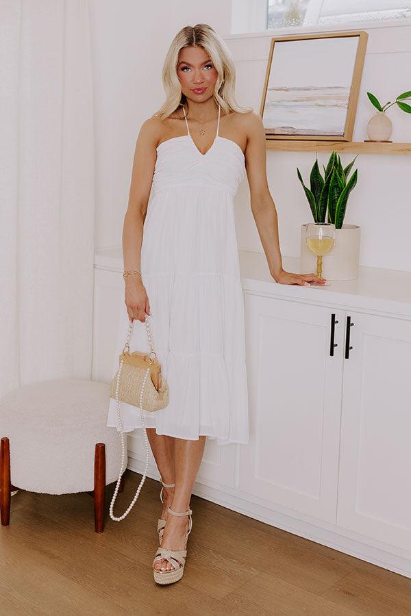 Coastal Views Halter Midi Dress in White Product Image