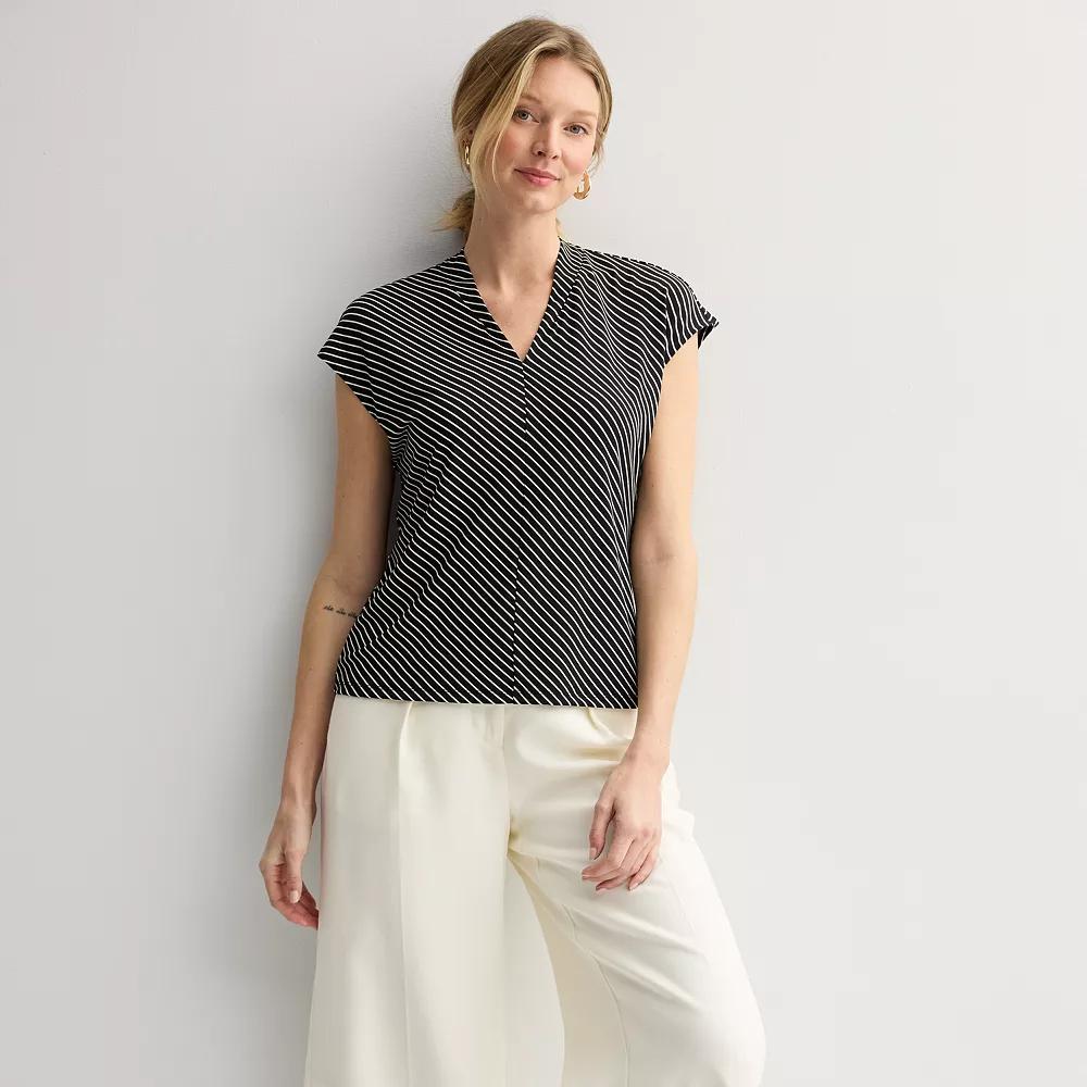 Women's Nine West Dolman V-Neck Knit Top, Size: XXL, Black Eli Diagonal Product Image