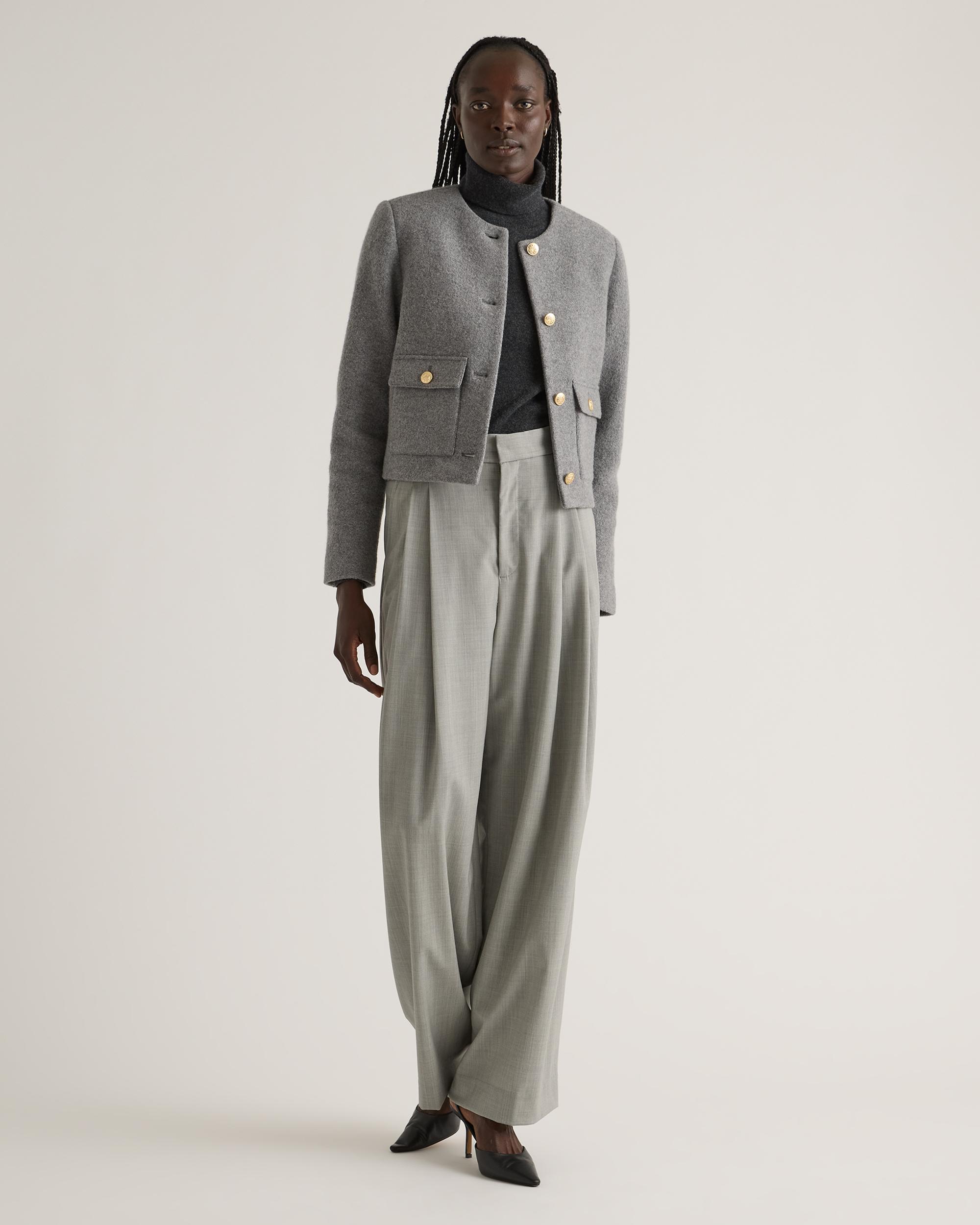 Quince | Women's 100% Merino Wool Collarless Cropped Jacket Product Image