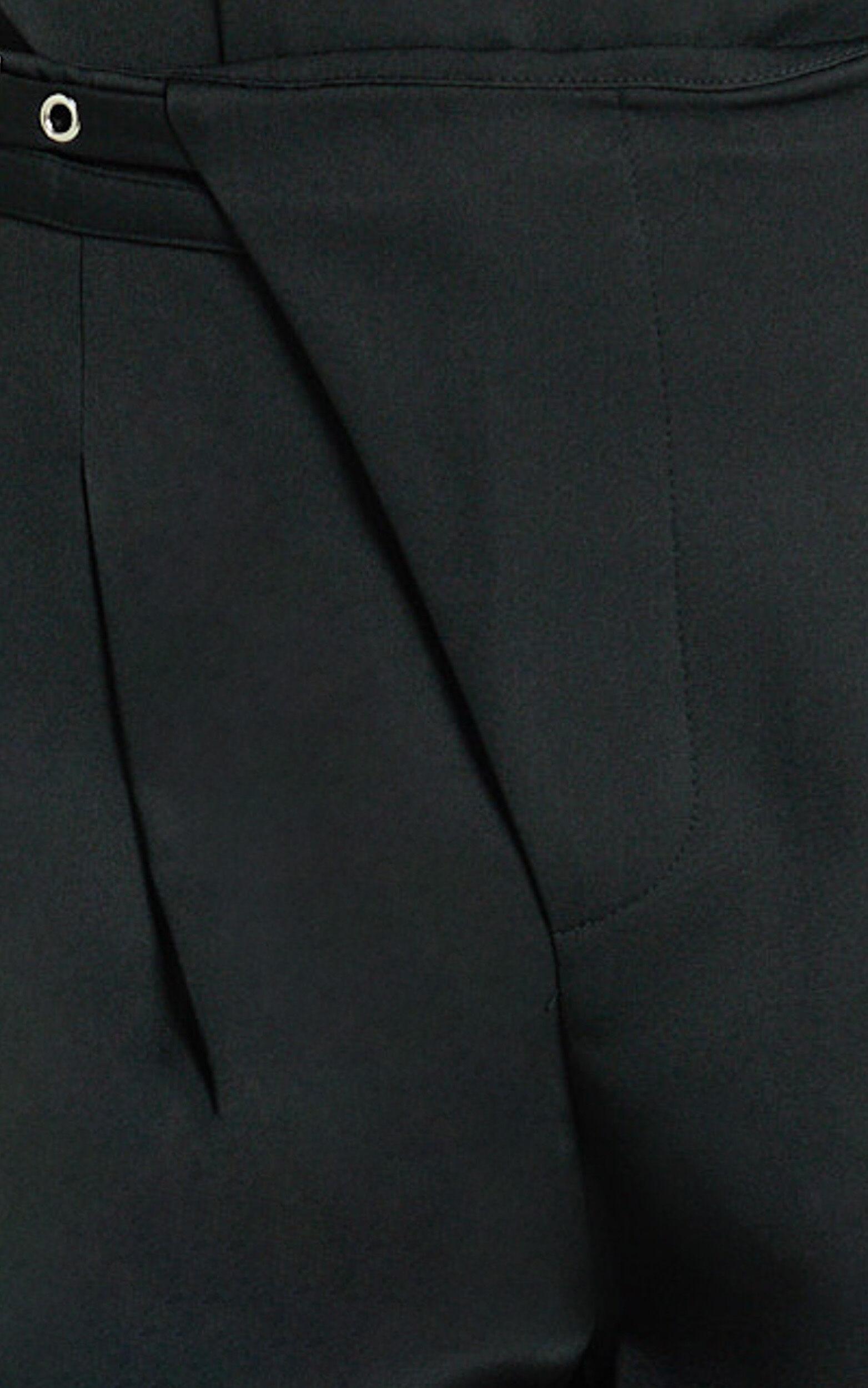 Luciana Pants - High Waist Crossover Belted Straight Leg Tailored Pants in Black Product Image