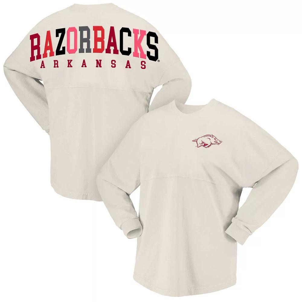 Women's Spirit Jersey Tan Arkansas Razorbacks Rainbow Arch Long Sleeve T-Shirt,  Product Image