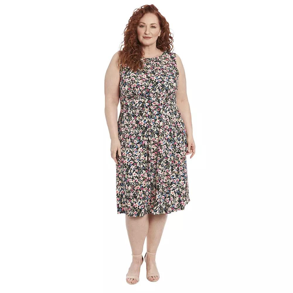 Plus Size London Times Midi Dress, Women's, Size: 20 W, Black Team Product Image