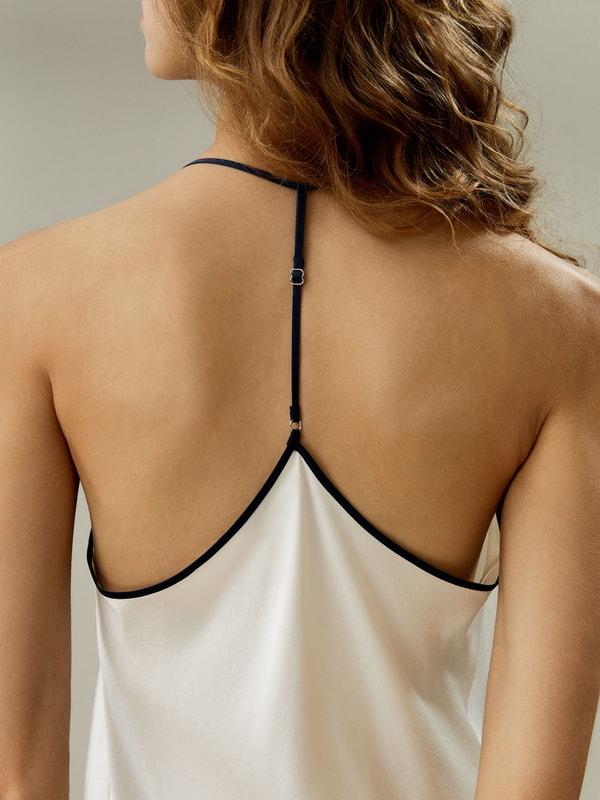 Silk Suede Contrast Piping Camisole Pajama Set Product Image