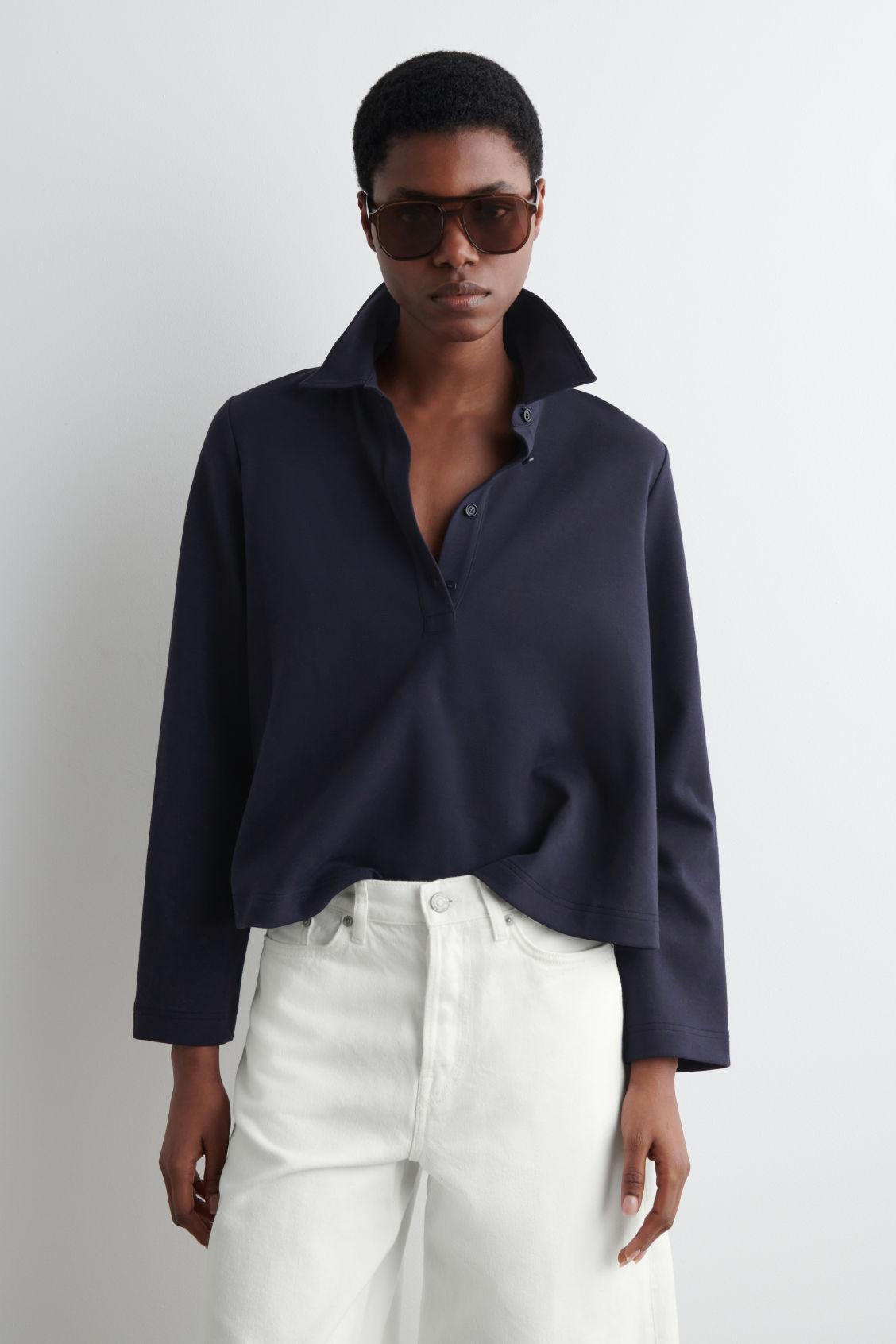 FLARED COTTON-JERSEY POLO SHIRT Product Image