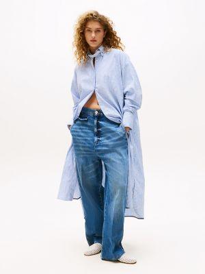 Relaxed Fit Long Button-Up Shirt Product Image