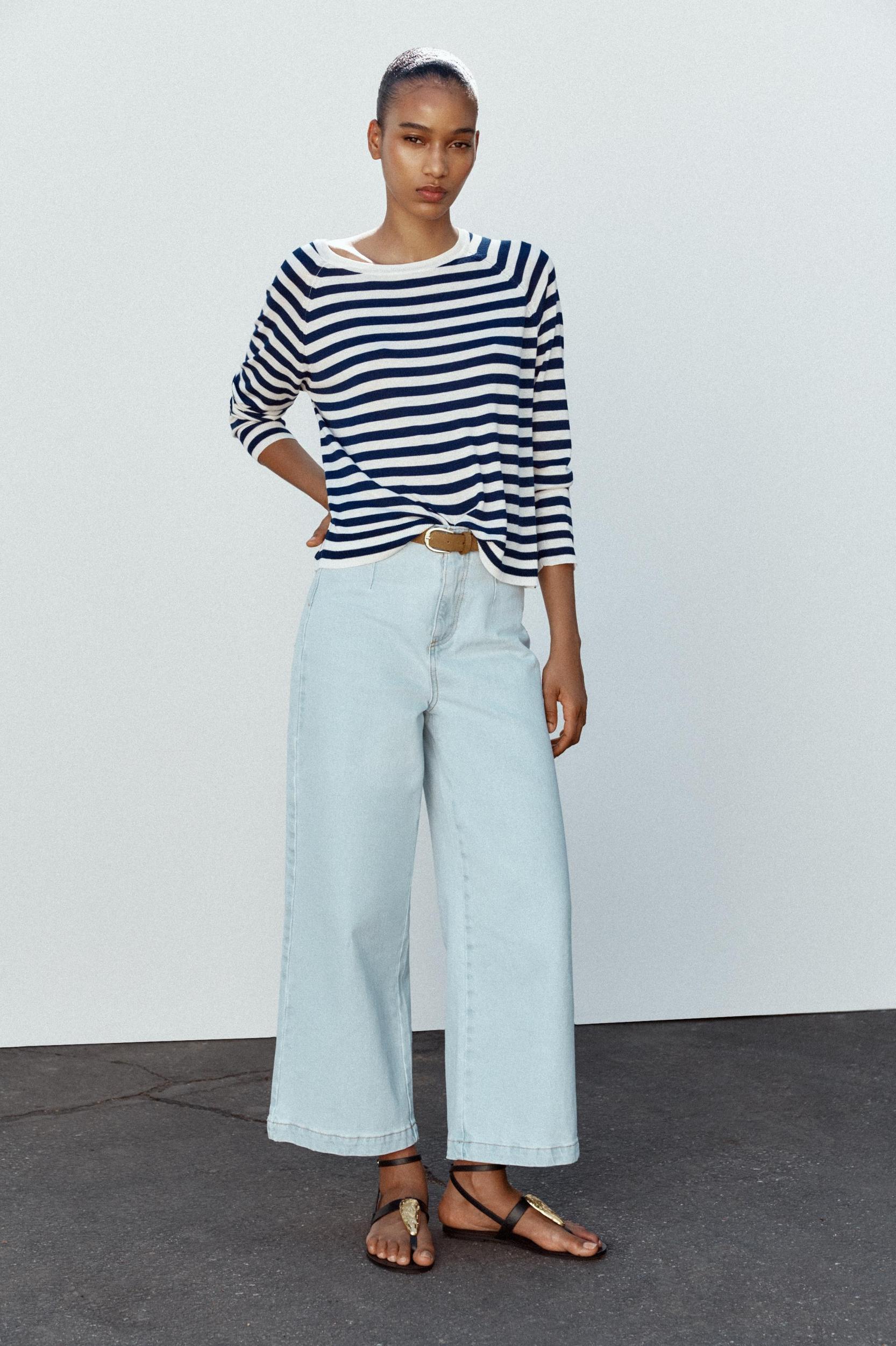 STRIPED FINE KNIT SWEATER Product Image