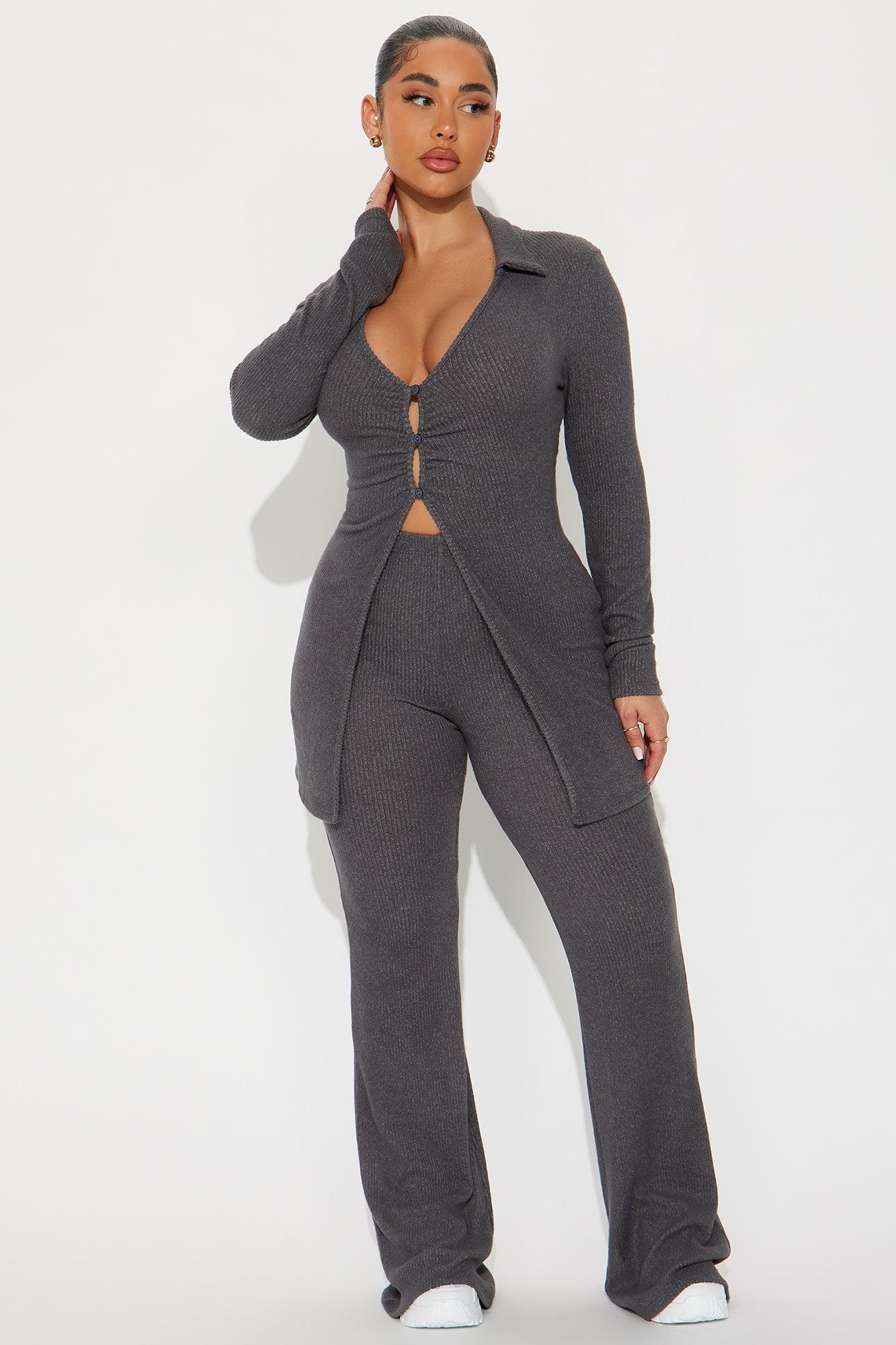 Camille Cozy Pant Set - Charcoal Female Product Image
