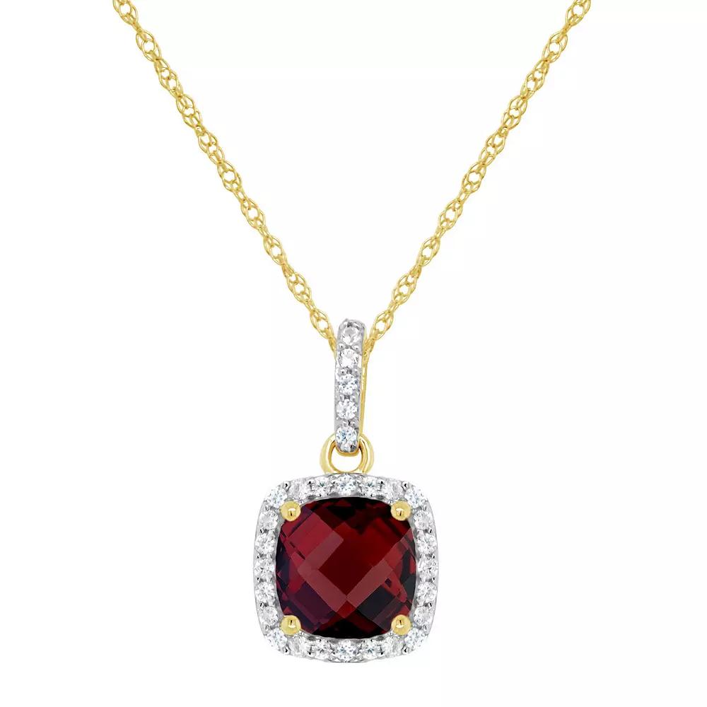 Celebration Gems 10K Yellow Gold 7mm Cushion Pendant Necklace, Women's, Size: 18", Red Product Image