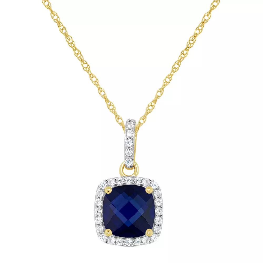 Celebration Gems 10K Yellow Gold 7mm Cushion Gemstone Pendant Necklace, Women's,  Product Image