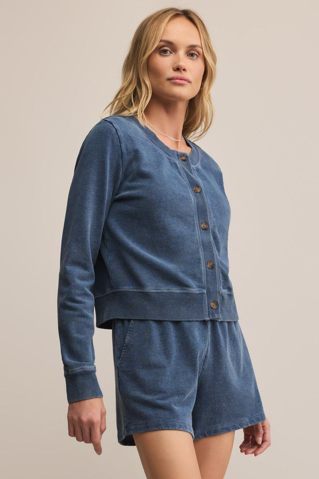 Daily Knit Denim Cardigan Product Image