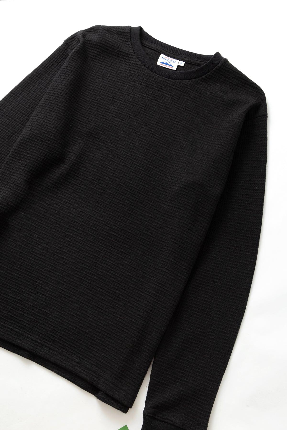 Power Goods - Thermal Waffle Long Sleeve Tee - Black Product Image